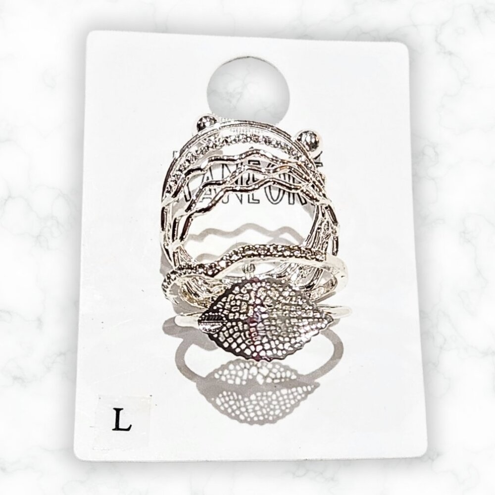 NWT Kanèoré Women's Silver Tone Thin Set of 7 Stackable Rings  - Size 9.25